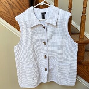 White Textured Sleeveless Top